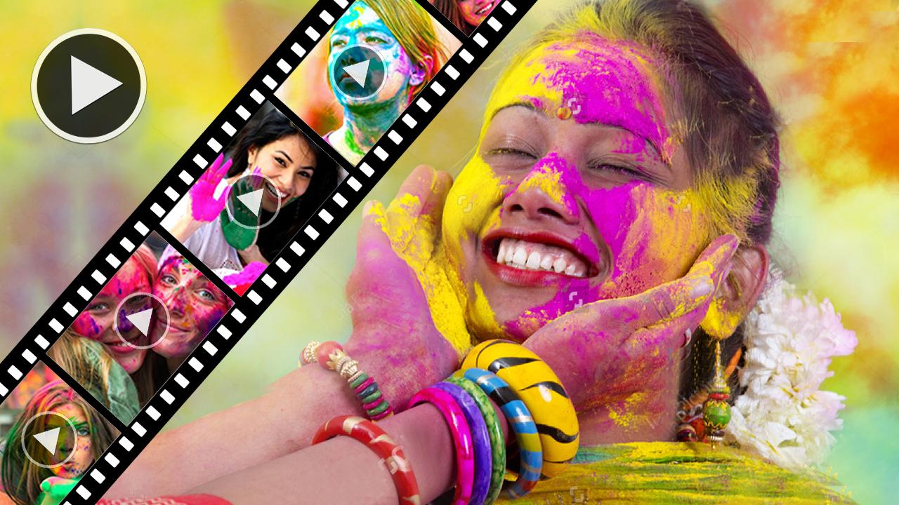 Happy Holi Video Maker helps you to create beautiful Holi Wishes videos for your loving ones from photos and music with Holi video themes